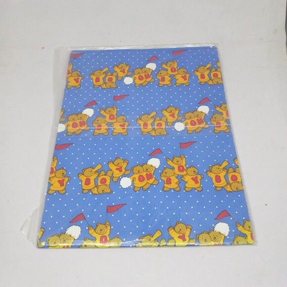 Vintage American Greetings Cheerleading Bear Gift Wrap Sheet-Birthday/Shower-NEW - Picture 2 of 6